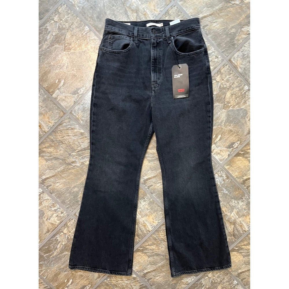 Levi's Premium 70s High Flare Jeans Women 30 Black NEW High Rise Denim - Picture 1 of 11